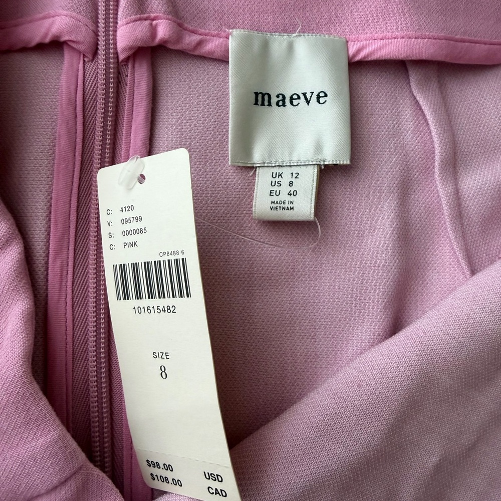 BNWT Maeve Anthropologie Light Pink Linen Style Tailored Mini Skirt - Picture 4 of 5
